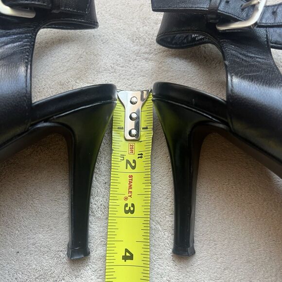 New Nine West Infusion Black Leather Heeled Sandals Women 8.5 M Ankle Strap - Picture 12 of 16